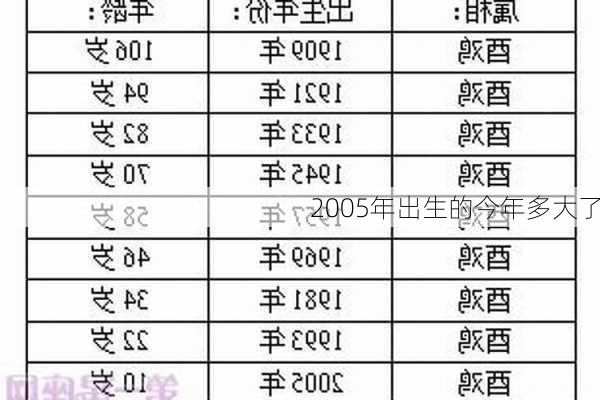 2005年出生的今年多大了