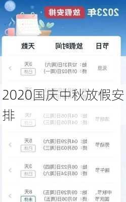 2020国庆中秋放假安排