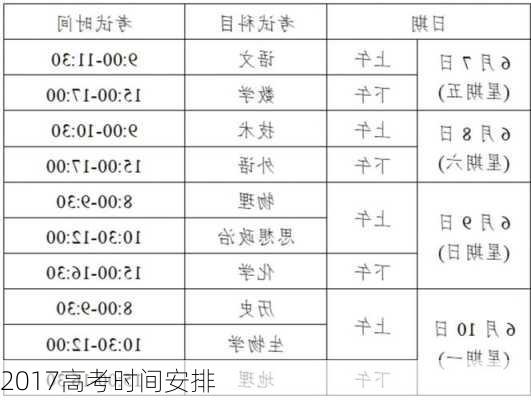 2017高考时间安排