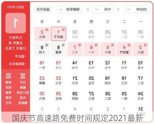 国庆节高速路免费时间规定2021最新